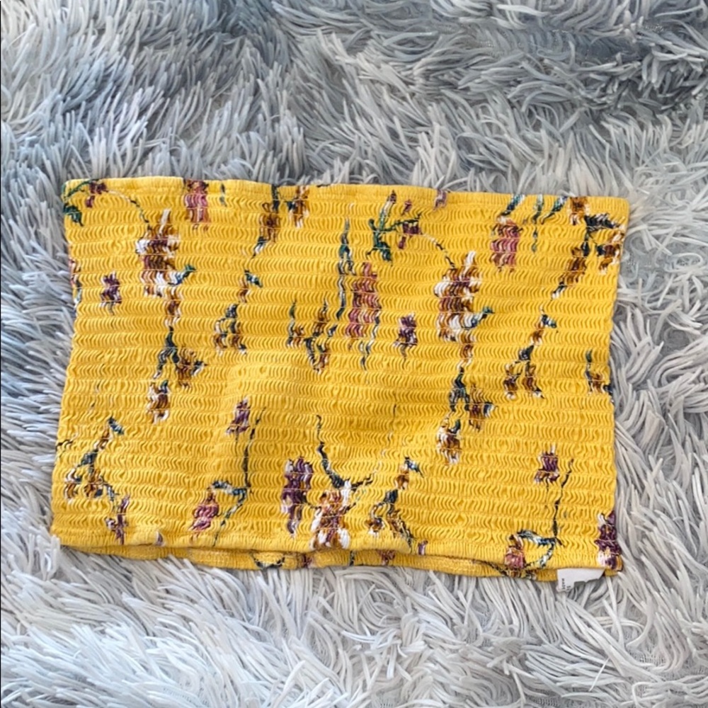 floral yellow tube top! super cute